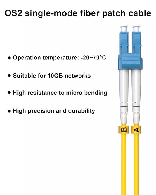 VANDESAIL OS2 LC to LC Single Mode Fiber Patch Cable 4M, LC-LC SMF Optical - Image 9