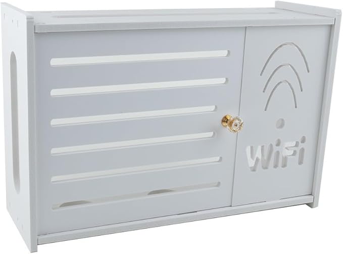 White Plastic Router Storage Box, Wall Mount Cable Organizer by Unknown