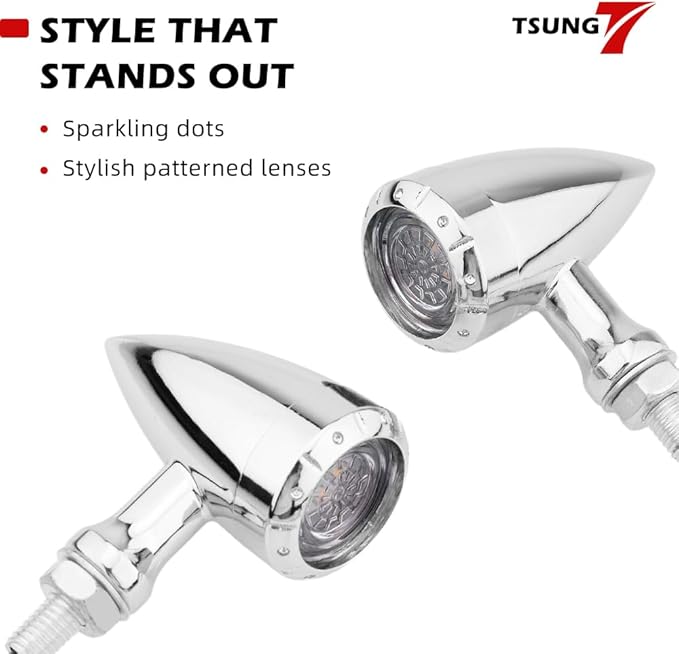 TSUNG 4PCS Motorcycle Bullet LED Front Rear Turn Signal Light SMD Blinker - Image 6