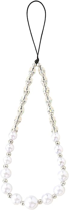 Beaded Phone Charm Lanyard Strap Girly Style Fixed Beads Pearl Lanyards by Staqlo