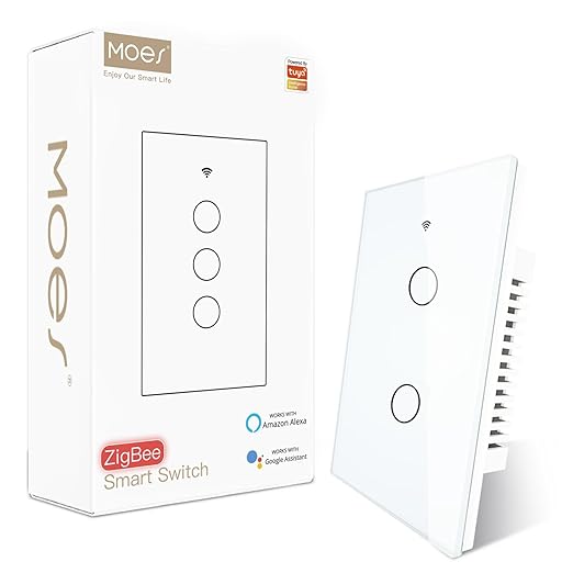 MOES Zigbee Smart Switch 2 Gang, Require MOES Zigbee Hub and Neutral Wire by MOES