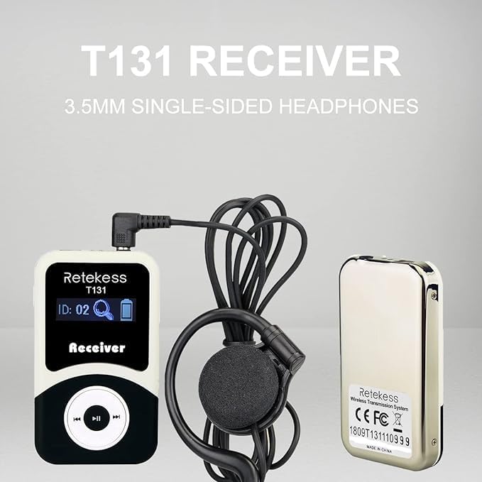 Retekess T131 Tour Guide Headsets, Assistive Listening Devices, Compatible - Image 6