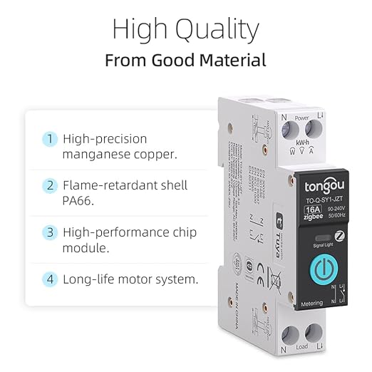 TONGOU ZigBee DIY Smart Switch 16A| DIN Rail Switch| 1P+N 90-240VAC| Real-time - Image 5