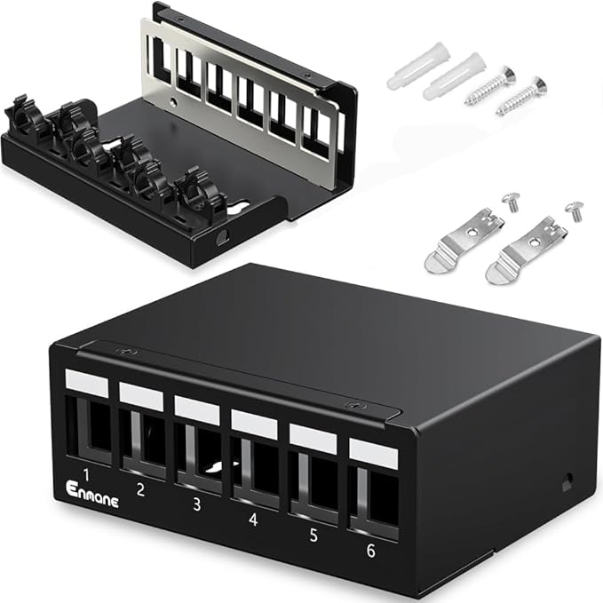 6 Port Patch Panel Blank Keystone Patch Panel STP&UTP Compatible by Enmane