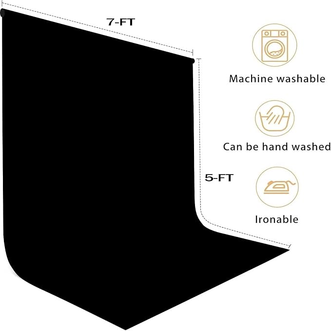 7x5FT Black Backdrop for Photography, High Density Polyester Fabric Background - Image 3