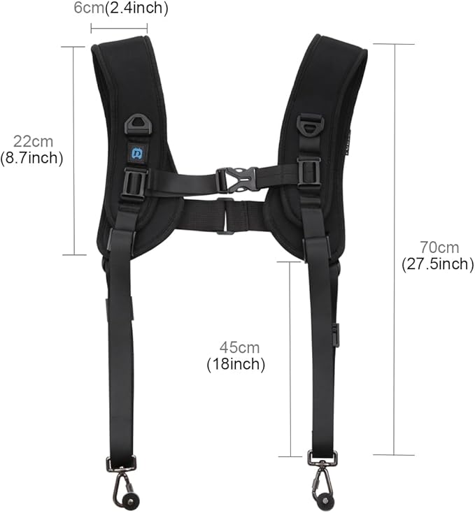 PULUZ Dual Camera Shoulder Harness Quick Release Double Camera Tether Strap - Image 3