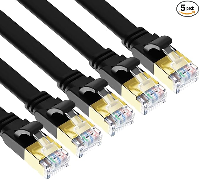 CAT8 Ethernet Cable, 10ft 5 Pack Flat CAT8 Patch Cord, Faster than by Yauhody