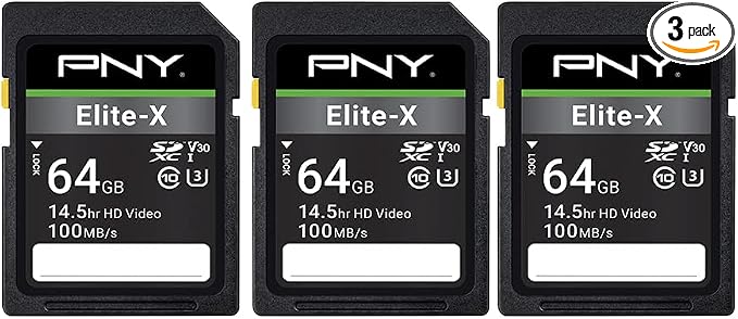 PNY 64GB Elite-X Class 10 U3 V30 SDXC Flash Memory Card by PNY