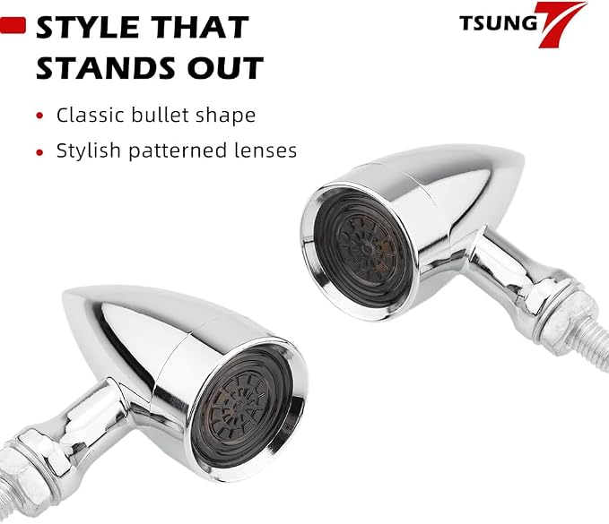 TSUNG Universal Motorcycle LED Turn Signals Lights Small Bullet Front Rear - Image 5