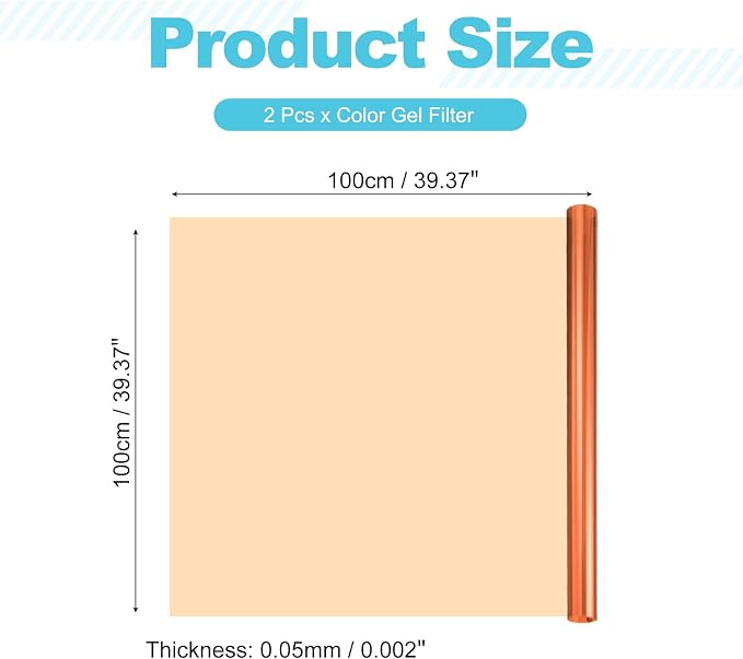 MECCANIXITY Lighting Gel Filter 39.4x39.4 Inch Orange 85C Color Correction Sheet - Image 2