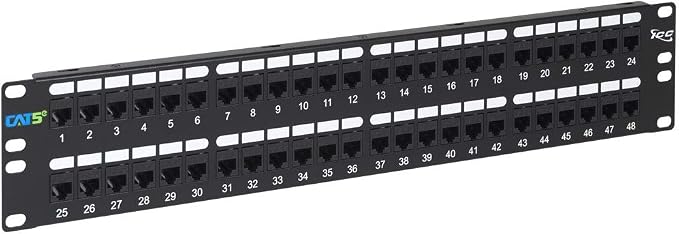 ICC CAT5e Feed-Through Patch Panel, 48 Port, 2U Rackmount, RJ45 Ethernet Patch by ICC