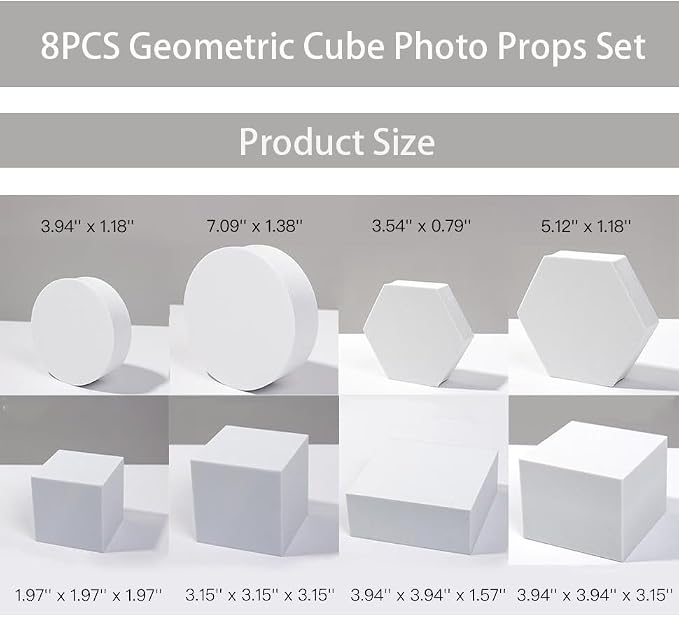 8PCS Geometric Cube Photo Props Set, Hard Foam Photography Background Props - Image 6
