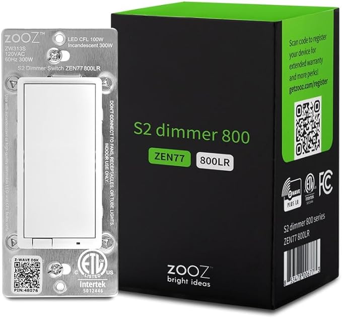 Zooz 800 Series Z-Wave Long Range S2 Dimmer Switch ZEN77 800LR by ZOOZ
