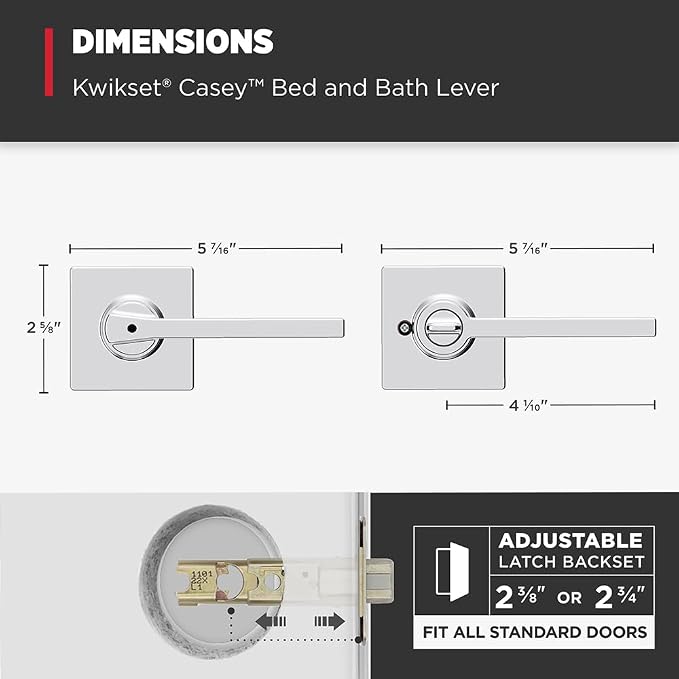 Kwikset Casey Hallway Passage and Bed/Bath Privacy Door Handle 4 Pack, 2 - Image 9