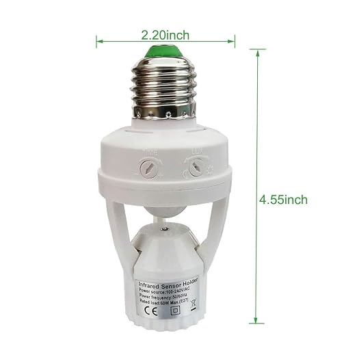 Motion Sensor Light Socket, E26 E27 PIR Motion Screw Bulb Adapter Indoor Use - Image 7