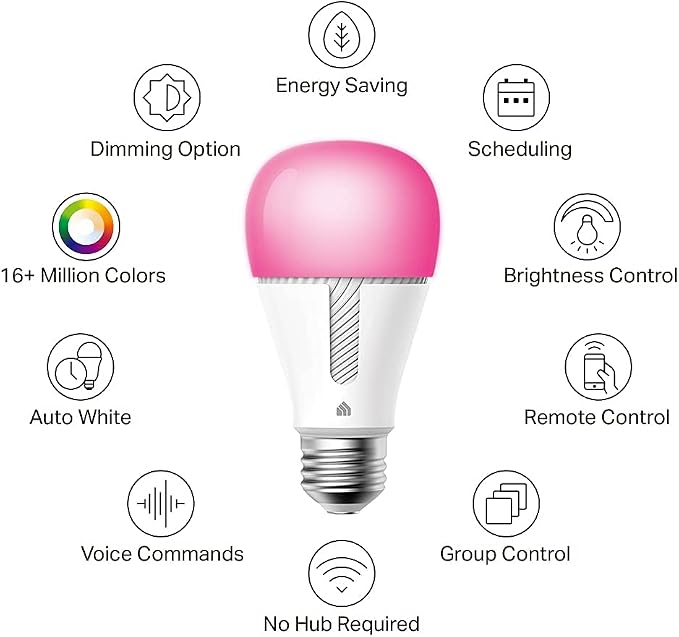 Kasa Smart Bulb, 1000 Lumens Full Color Changing Dimmable Smart WiFi Light Bulb - Image 2
