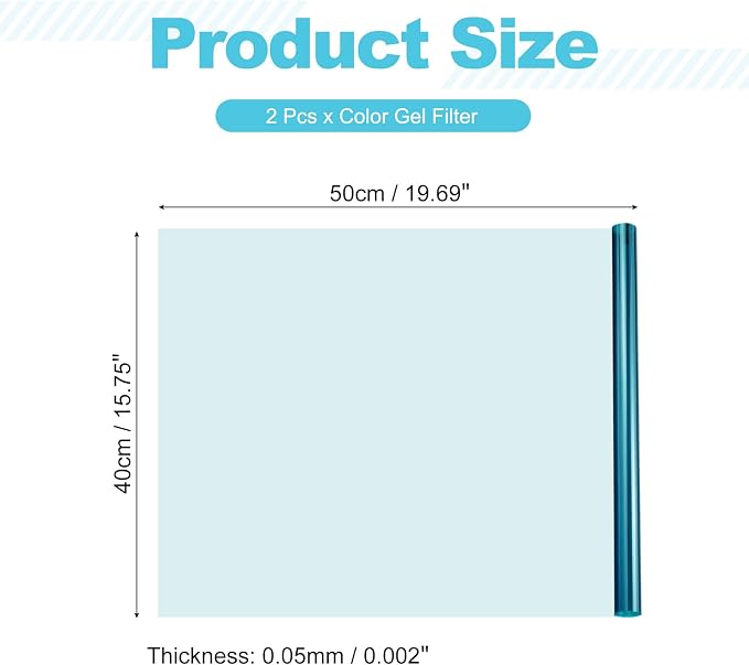 MECCANIXITY Lighting Gel Filter 15.7x19.7 Inch Lake Blue Color Correction Sheet - Image 2