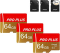 3 Pack TF Card 64GB with Adapter, High Speed Memory Card, UHS-I C10 A1 Memory by Bliksem