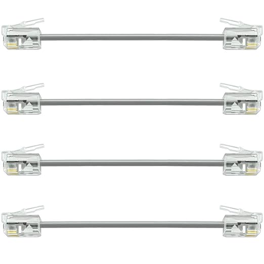 NECABLES 4Pack 3 Inch Short Telephone Cord Phone Cable Wall Phone Cord by NECABLES