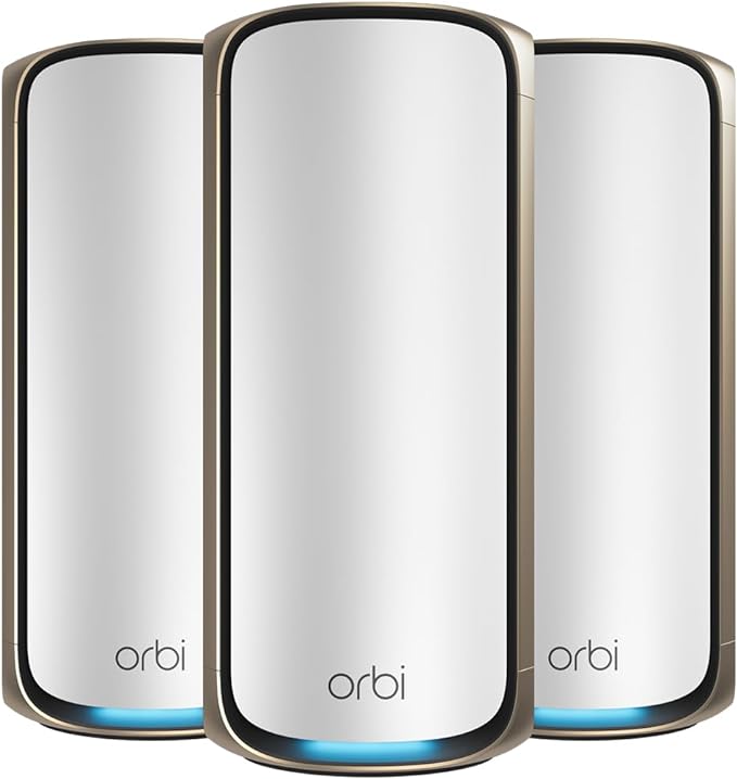 NETGEAR Orbi 970 Series Quad-Band WiFi 7 Mesh Network System, Router + 2 by NETGEAR