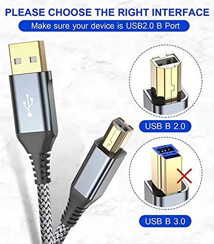 sweguard Printer Cable 20ft, USB Printer Cord USB 2.0 Type A Male to B Male - Image 4