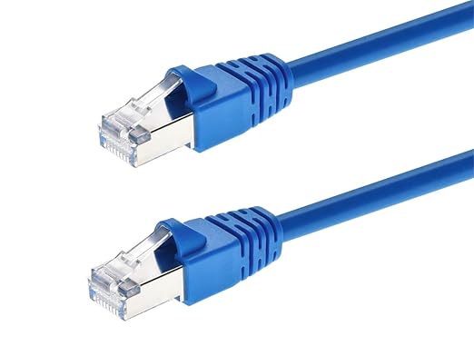 Monoprice Cat6A 20ft Blue Patch Cable Double Shielded 26AWG 10G Pure Bare by Monoprice