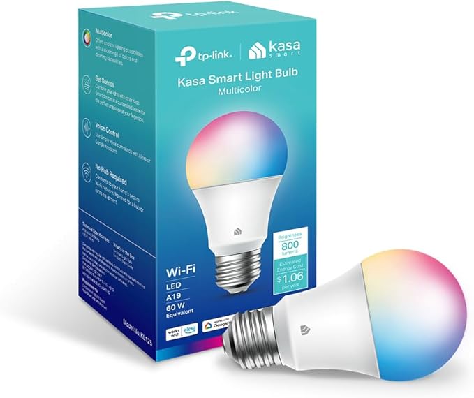 New Kasa Smart Bulb, Full Color Changing Dimmable Smart WiFi Light Bulb by KasaSmartbyTP-Link