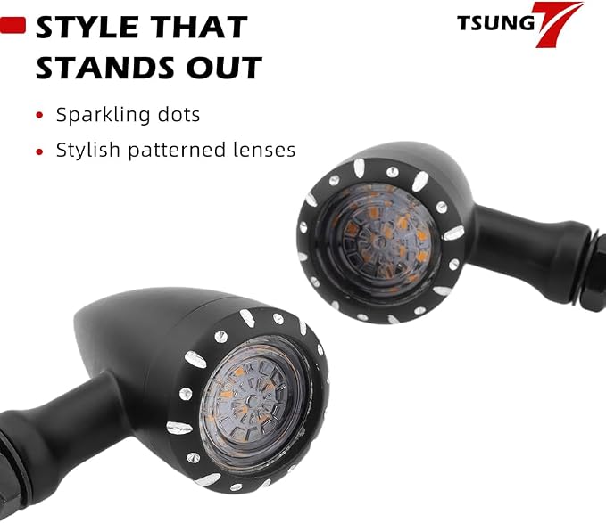 TSUNG 2PCS Motorcycle Bullet LED Front Turn Signal White Amber Light SMD - Image 5
