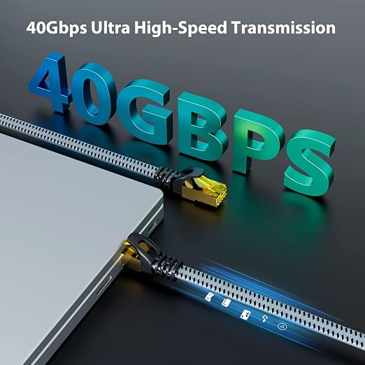 ARISKEEN Cat 8 Ethernet Cable 200 FT, 40Gbps 2000Mhz High Speed Cat8 Network - Image 2