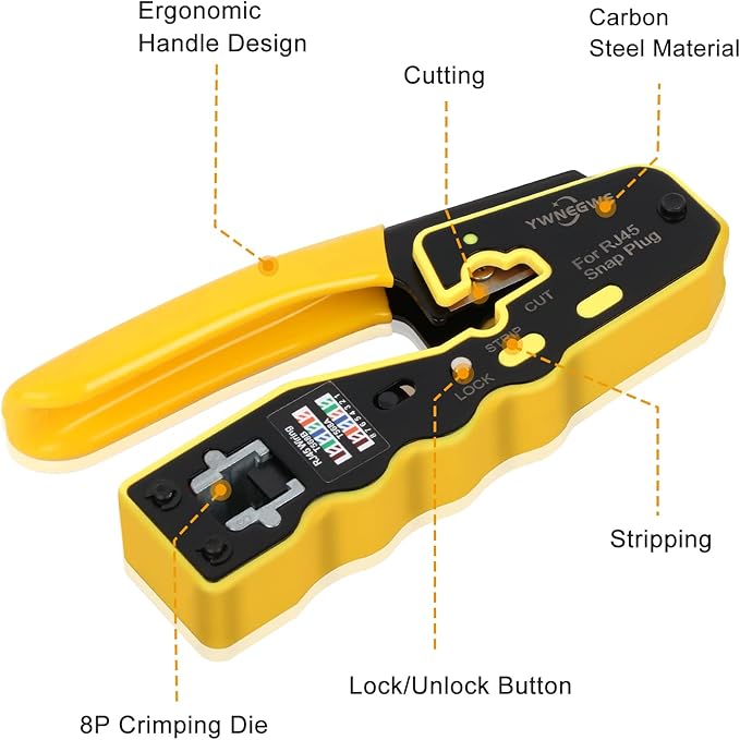 RJ45 Crimp Tool Kit Pass Through Ethernet Crimper - Image 3