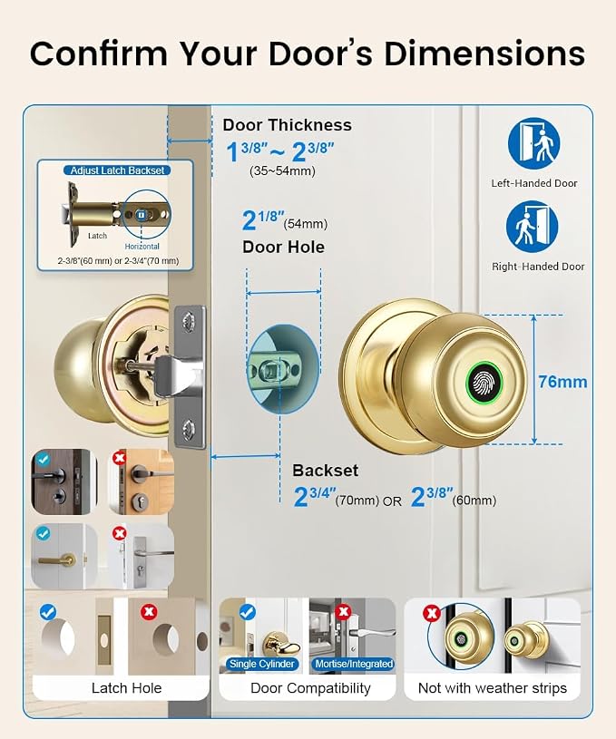 Fingerprint Door Lock, Smart Fingerprint Door Knob - Image 7