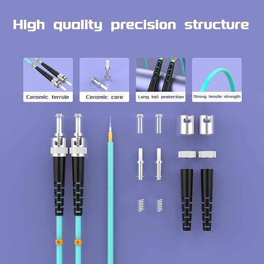 OM3 Fiber Patch Cable ST/UPC to ST/UPC 4ft/1meters 10BG/Gigabit Multimode - Image 4