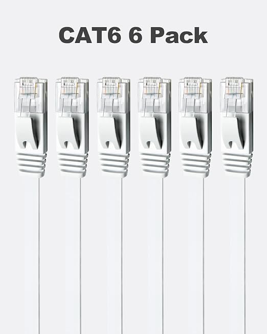 Yauhody CAT 6 Ethernet Cable 10ft 6-Pack White, High Speed Solid Flat CAT6 - Image 8