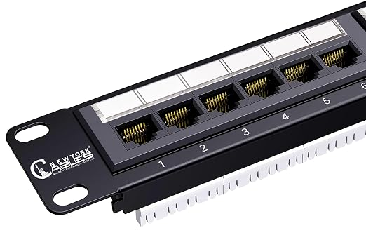 NewYork Cables 24 Port Cat6 Patch Panel, 10Gb Ethernet, 1U 19-Inch Rack or Wall by NewYorkCables