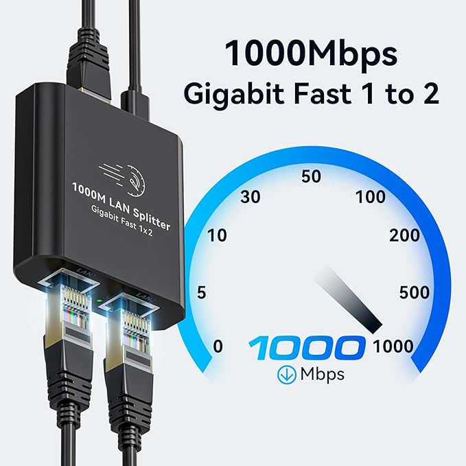 Ethernet Splitter 1 to 2 1000Mbps Internet Cable Splitter 1 in 2 Out High Speed - Image 3