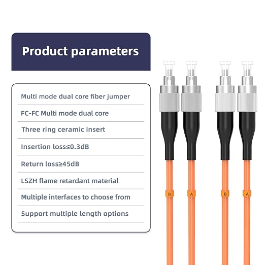 FC/UPC to FC/UPC Fiber Patch Cable, 40M/131.2FT OM1 Multimode Duplex 62.5/125µm - Image 4