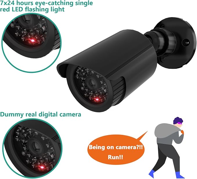 WALI Bullet Dummy Fake Surveillance Security CCTV Dome Camera Indoor Outdoor - Image 3