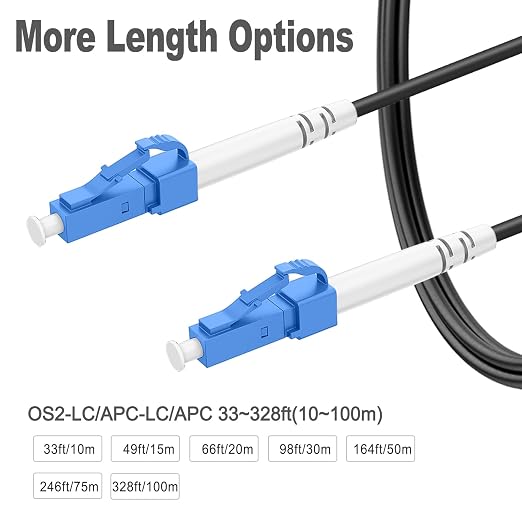 100 Feet Outdoor Simplex Fiber Optic Cable, OS2 LC to LC Single Mode Fiber - Image 3
