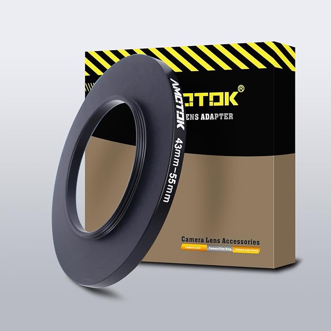 43mm Lens to 55mm Camera Lens Adapter, 43mm to 55mm Filter Step-Up Adapter Ring by AMOTOK
