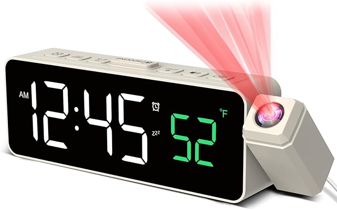 Netzu Projection Alarm Clock for Bedroom Ceiling, Small Compact Plug-in Digital by Netzu