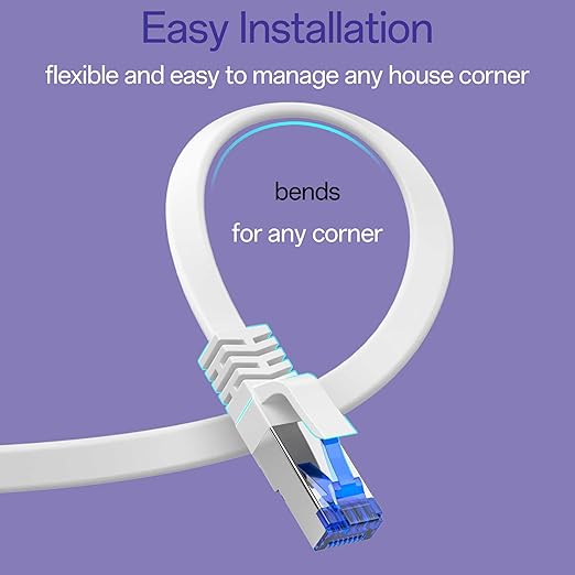Cat8 Flat Ethernet Cable 50 FT Indoor & Outdoor, Invisable Ultra-Thin Ethernet - Image 5