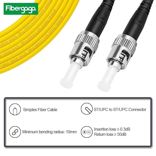 Fibergaga-5m OS2 ST to ST Fiber Patch Cable, Single Mode, Length Option: - Image 2