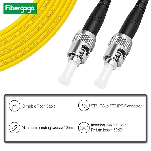 Fibergaga-3m OS2 ST to ST Fiber Patch Cable, Single Mode, Length Option: - Image 2