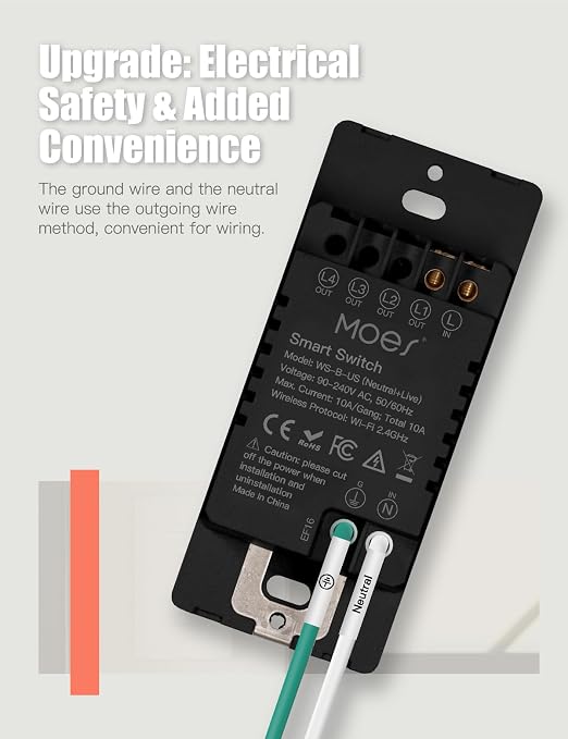 MOES 2nd Generation Wi-Fi Smart Light Switches, Neutral Wire Required, - Image 2