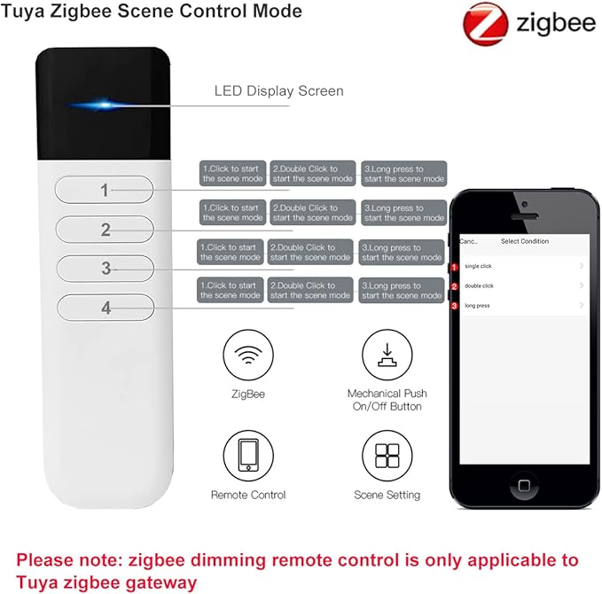 Wireless Zigbee Smart Button, 12 Scene Controller, 4-Way Remote Control Button - Image 4