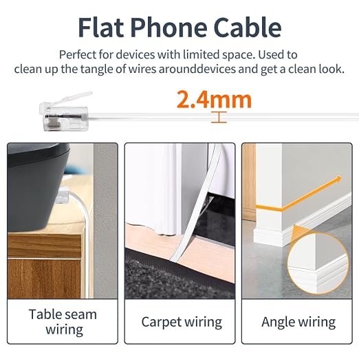 Phone Cable 100 Feet Long Telephone Line Cord - Image 6