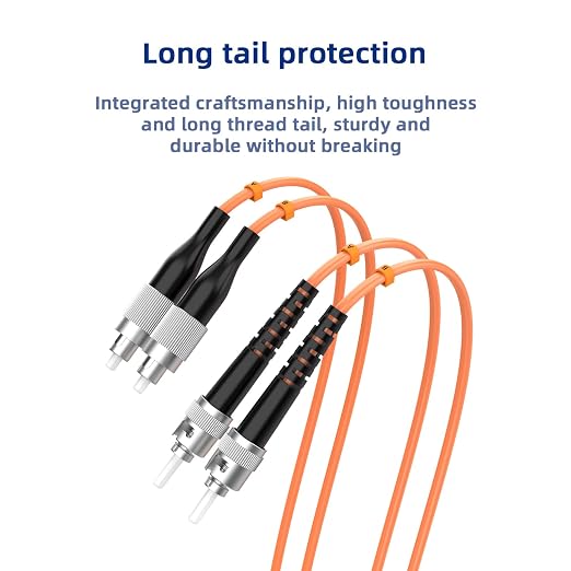 OM1 FC to ST Fiber Optic Cable, 30M/98FT Multimode Duplex 62.5/125µm Fiber - Image 5