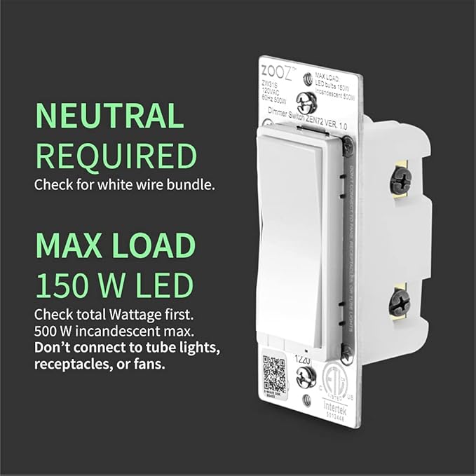 Zooz 800 Series Z-Wave Long Range Dimmer Switch ZEN72 800LR - Image 3