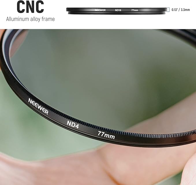 NEEWER 77mm ND Lens Filter Kit: ND2 ND4 ND8 ND16, Lens Cleaning Pen, Filter - Image 5
