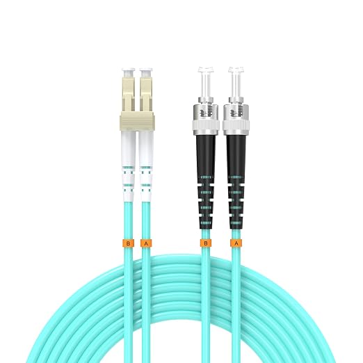 LC/UPC to ST/UPC Fiber Patch Cable OM3 8ft/2.5meters, 10Gb/Gigabit MultiMode by Buacoz